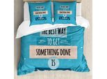 Abakuhaus Copripiumino Motivazionale, Messaggio Filosofico, Antiacaro, Adatto A Chi Soffre Di Allergie, Con Federe, 155 Cm X 220 Cm - 80 X 80 Cm, Blu Pesca Nero
