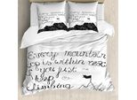 Copripiumino Motivazionale Abakuhaus, Montagne Fugaci, Antiacaro, Adatto A Chi Soffre Di Allergie, Con Federe, 155 Cm X 220 Cm - 80 X 80 Cm, Bianco E Nero