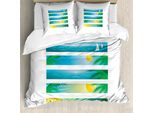 Abakuhaus Copripiumino Da Spiaggia, Banner Stripes Exotic, Antiacaro, Adatto A Chi Soffre Di Allergie, Con Federe, 200 Cm X 200 Cm - 80 X 80 Cm, Blu Giallo Verde