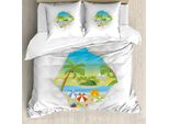 Abakuhaus Copripiumino Da Spiaggia, Tropical Element Ocean, Antiacaro, Adatto A Chi Soffre Di Allergie, Con Federe, 155 Cm X 220 Cm - 80 X 80 Cm, Multicolore