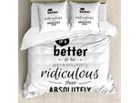 Abakuhaus Copripiumino Motivazionale, Motivo Con Scritte, Antiacaro, Adatto A Chi Soffre Di Allergie, Con Federe, 155 Cm X 220 Cm - 80 X 80 Cm, Bianco E Nero