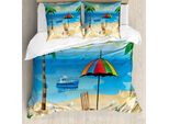 Abakuhaus Copripiumino Da Spiaggia, Motivo Cartoon , Antiacaro, Adatto A Chi Soffre Di Allergie, Con Federe, 200 Cm X 200 Cm - 80 X 80 Cm, Multicolore