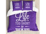 Abakuhaus Copripiumino Motivazionale, Stile Carpe Diem, Antiacaro, Adatto A Chi Soffre Di Allergie, Con Federe, 200 Cm X 200 Cm - 80 X 80 Cm, Viola Bianco