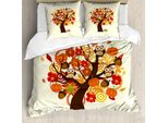 Abakuhaus Copripiumino Erntedankfest, Abstract Tree, Antiacaro, Adatto A Chi Soffre Di Allergie, Con Federe, 155 Cm X 220 Cm - 80 X 80 Cm, Multicolore