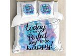 Abakuhaus Copripiumino Motivazionale, Pennello Per Verniciatura Felice, Antiacaro Adatto A Chi Soffre Di Allergie Con Federe, 155 Cm X 220 Cm - 80 X 80 Cm, Rose Essiccate - Blu - Nero
