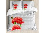 Abakuhaus Copripiumino Mohn, Frische Braut Romantische, Antiacaro, Adatto A Chi Soffre Di Allergie, Con Federe, 200 Cm X 200 Cm - 80 X 80 Cm, Vermilion Pale Grau