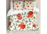 Abakuhaus Copripiumino Mohn, Boccioli Sparsi E Protuberanze, Antiacaro, Adatto A Chi Soffre Di Allergie, Con Federe, 200 Cm X 200 Cm - 80 X 80 Cm, Verde Vermiglio Corallo