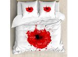 Abakuhaus Copripiumino Mohn, Capo Della Collezione Opiat-Blumen-Kunst, Antiacaro E Anallergico, Con Federe, 155 Cm X 220 Cm - 80 X 80 Cm, Rosso, Bianco, Nero