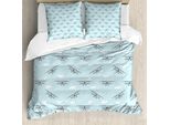 Abakuhaus Copripiumino Aereo, Vecchi Aerei Biplani, Antiacaro Adatto A Chi Soffre Di Allergie Con Federe, 200 Cm X 200 Cm - 80 X 80 Cm, Azzurro Nero Bianco