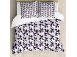 Abakuhaus Copripiumino Aerei, Dirigibili Sopra Le Nuvole, Antiacaro, Adatto A Chi Soffre Di Allergie, Con Federe, 200 Cm X 200 Cm - 80 X 80 Cm, Blu Navy, Rosso, Bianco