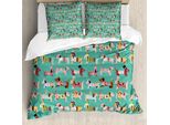 Abakuhaus Copripiumino Per Amanti Dei Cani, Vestito Sintetico, Antiacaro, Adatto A Chi Soffre Di Allergie, Con Federe, 200 Cm X 200 Cm - 80 X 80 Cm, Multicolore