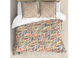 Abakuhaus Copripiumino Boho, Motivo Astratto A Onde E Piume, Antiacaro E Anallergico, Con Federe, 200 Cm X 200 Cm - 80 X 80 Cm, Multicolore