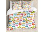 Abakuhaus Copripiumino Autos, Motivo Colorato, Antiacaro, Adatto A Chi Soffre Di Allergie, Con Federe, 200 Cm X 200 Cm - 80 X 80 Cm, Multicolore