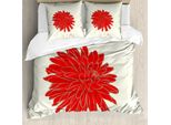 Abakuhaus Copripiumino Dahlia, Motivo Floreale Retrò, Antiacaro E Anallergico, Con Federe, 155 Cm X 220 Cm - 80 X 80 Cm, Rosso Chiaro