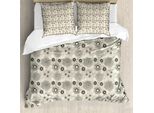 Abakuhaus Copripiumino Dahlia, Design Vintage Garden, Antiacaro, Adatto A Chi Soffre Di Allergie, Con Federe, 155 Cm X 220 Cm - 80 X 80 Cm, Nero Beige