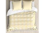 Abakuhaus Quatrefoil Copripiumino, Lattice Girih, Antiacaro Adatto A Chi Soffre Di Allergie Con Federe, 155 Cm X 220 Cm - 80 X 80 Cm, Giallo Senape-Bianco