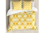 Abakuhaus Quatrefoil Copripiumino, Trellis In Yellow, Antiacaro, Adatto A Chi Soffre Di Allergie, Con Federe, 200 Cm X 200 Cm - 80 X 80 Cm, Marigold Senf Bianco
