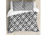 Abakuhaus Quatrefoil Copripiumino, Margherite Monocromatiche, Antiacaro, Adatto A Chi Soffre Di Allergie, Con Federe, 155 Cm X 220 Cm - 80 X 80 Cm, Nero, Grigio, Bianco