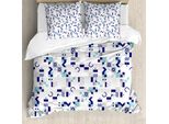 Abakuhaus Centraverso Del Secolo Copripiumino, Art DéCo Anni Settanta, Antiacaro, Adatto A Chi Soffre Di Allergie, Con Federe, 155 Cm X 220 Cm - 80 X 80 Cm, Turchese Blu Navy Grigio