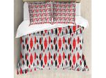 Abakuhaus Centraverso Del Secolo Copripiumino, Foglia Ovale Astratta, Antiacaro Adatto A Chi Soffre Di Allergie Con Federe, 155 Cm X 220 Cm - 80 X 80 Cm, Rosso Nero Grigio Chiaro