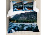 Abakuhaus Lake Tahoe Copripiumino, Rocce Nel Lago, Antiacaro, Adatto A Chi Soffre Di Allergie, Con Federe, 200 Cm X 200 Cm - 80 X 80 Cm, Multicolore