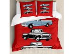 Abakuhaus Set Copripiumino Per Letto Matrimoniale, Trasporto Urbano, Antiacaro, Adatto A Chi Soffre Di Allergie, Con Federe, Bianco, Blu Rubino