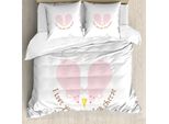 Abakuhaus Ti Amo Di Più Copripiumino, Rosa Ratten KäSe, Antiacaro Adatto A Chi Soffre Di Allergie Con Federe, 200 Cm X 200 Cm - 80 X 80 Cm, Rosa Pallido Cacao Giallo