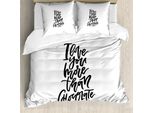 Abakuhaus Ti Amo Di Più Copripiumino, Frase Al Cioccolato, Antiacaro, Adatto A Chi Soffre Di Allergie, Con Federe, 155 Cm X 220 Cm - 80 X 80 Cm, Bianco E Nero