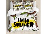 Abakuhaus Copripiumino Hallo Sommer, Coconut Halves, Antiacaro, Adatto A Chi Soffre Di Allergie, Con Federe, 200 Cm X 200 Cm - 80 X 80 Cm, Multicolore