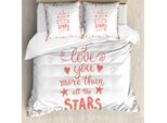Abakuhaus Ti Amo Di Più Copripiumino, Stelle Parole Arte, Antiacaro Adatto A Chi Soffre Di Allergie Con Federe, 155 Cm X 220 Cm - 80 X 80 Cm, Bianco Vermiglio