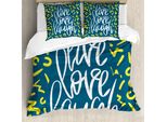 Abakuhaus Vivi, Ridi, Ama Copripiumino, Design Romantico, Antiacaro, Adatto A Chi Soffre Di Allergie, Con Federe, 200 Cm X 200 Cm - 80 X 80 Cm, Viola Blu Bianco Giallo