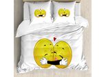 Abakuhaus Romantico Copripiumino, Emoticon Abbraccio, Antiacaro, Adatto A Chi Soffre Di Allergie, Con Federe, 200 Cm X 200 Cm - 80 X 80 Cm, Giallo, Nero, Bianco