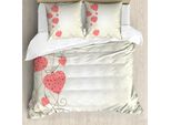 Abakuhaus Romantico Copripiumino, Motivo Astratto Cuori, Antiacaro, Adatto A Chi Soffre Di Allergie, Con Federe, 155 Cm X 220 Cm - 80 X 80 Cm, Beige Corallo