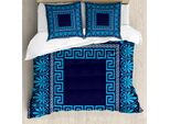 Abakuhaus Copripiumino Greek Key, Motivi Floreali In Filigrana, Antiacaro, Adatto A Chi Soffre Di Allergie, Con Federe, 155 Cm X 220 Cm - 80 X 80 Cm, Blu Scuro