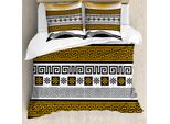 Abakuhaus Copripiumino Greek Key, Bordi Neoclassici, Antiacaro, Adatto A Chi Soffre Di Allergie, Con Federe, 155 Cm X 220 Cm - 80 X 80 Cm, Marigold Nero Bianco
