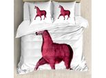 Abakuhaus Copripiumino Lama, Rosa Animale Astratto, Antiacaro, Adatto A Chi Soffre Di Allergie, Con Federe, 155 Cm X 220 Cm - 80 X 80 Cm, Marrone Rosa