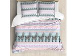 Abakuhaus Copripiumino Lama, Motivo Alpaca, Antiacaro, Adatto A Chi Soffre Di Allergie, Con Federe, 155 Cm X 220 Cm - 80 X 80 Cm, Multicolore
