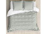 Abakuhaus Copripiumino Greek Key, Verde Geometrico, Antiacaro, Adatto A Chi Soffre Di Allergie, Con Federe, 200 Cm X 200 Cm - 80 X 80 Cm, Verde Chiaro-Bianco