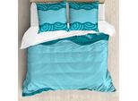 Abakuhaus Copripiumino Seafoam, Motivo Tribale A Pois, Antiacaro, Adatto A Chi Soffre Di Allergie, Con Federe, 155 Cm X 220 Cm - 80 X 80 Cm, Verde Acqua Seafoam Blu Petrolio