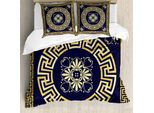 Abakuhaus Copripiumino Greek Key, Retro Spring Meander, Antiacaro, Adatto A Chi Soffre Di Allergie, Con Federe, 155 Cm X 220 Cm - 80 X 80 Cm, Blu Scuro E Giallo