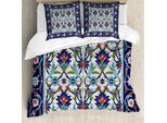 Abakuhaus Copripiumino Con Motivo Turco, Tulipani E Margherite, Antiacaro, Adatto A Chi Soffre Di Allergie, Con Federe, 200 Cm X 200 Cm - 80 X 80 Cm, Multicolore