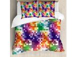 Abakuhaus Set Copripiumino Colorato Per Letti Matrimoniali, Quadrato Arcobaleno, Antiacaro, Adatto A Chi Soffre Di Allergie, Con Federe, Multicolore