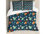 Abakuhaus Copripiumino Per Asilo Nido, Cartoni Animati Pianeti Nello Spazio, Antiacaro, Adatto A Chi Soffre Di Allergie, Con Federe, 155 Cm X 220 Cm - 80 X 80 Cm, Multicolore