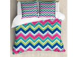 Abakuhaus Copripiumino Colorato, Linee Chevron Colorate, Antiacaro, Adatto A Chi Soffre Di Allergie, Con Federe, 155 Cm X 220 Cm - 80 X 80 Cm, Multicolore