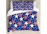 Abakuhaus 4 Luglio Copripiumino, Patriotic American Star, Antiacaro, Adatto A Chi Soffre Di Allergie, Con Federe, 155 Cm X 220 Cm - 80 X 80 Cm, Blu Reale, Bianco E Rosso