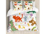 Abakuhaus Copripiumino Con Animali, Jolly Cartoon Animals, Antiacaro, Adatto A Chi Soffre Di Allergie, Con Federe, 200 Cm X 200 Cm - 80 X 80 Cm, Multicolore