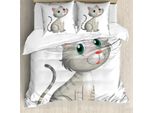 Abakuhaus Copripiumino Grigio, Gatto Domestico, Antiacaro, Adatto A Chi Soffre Di Allergie, Con Federe, 200 Cm X 200 Cm - 80 X 80 Cm, Multicolore