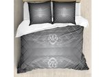 Abakuhaus Set Copripiumino Grigio Per Letti Matrimoniali, Motivo A Scacchiera Scroll, Antiacaro, Adatto A Chi Soffre Di Allergie, Con Federe, Grigio Antracite, Grigio Chiaro