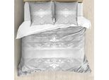 Abakuhaus Copripiumino Grigio, Motivo Floreale Classico, Antiacaro, Adatto A Chi Soffre Di Allergie, Con Federe, 155 Cm X 220 Cm - 80 X 80 Cm, Grigio Grigio