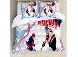 Abakuhaus Copripiumino Hockey Su Ghiaccio, Giocatore Pattinatore, Antiacaro, Adatto A Chi Soffre Di Allergie, Con Federe, 155 Cm X 220 Cm - 80 X 80 Cm, Multicolore